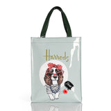 London Style PVC Reusable Shopping Bag Women's Bag Eco Friendly Flower Shopper Bag Waterproof Handbag Lunch Tote Shoulder Bag