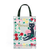 London Style PVC Reusable Shopping Bag Women's Bag Eco Friendly Flower Shopper Bag Waterproof Handbag Lunch Tote Shoulder Bag