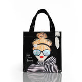 London Style PVC Reusable Shopping Bag Women's Bag Eco Friendly Flower Shopper Bag Waterproof Handbag Lunch Tote Shoulder Bag