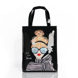 London Style PVC Reusable Shopping Bag Women's Bag Eco Friendly Flower Shopper Bag Waterproof Handbag Lunch Tote Shoulder Bag