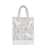 London Style PVC Reusable Shopping Bag Women's Bag Eco Friendly Flower Shopper Bag Waterproof Handbag Lunch Tote Shoulder Bag