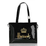 London Style PVC Reusable Shopping Bag Women's Bag Eco Friendly Flower Shopper Bag Waterproof Handbag Lunch Tote Shoulder Bag