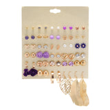 30Pairs/set Classic Mix Round Ball Bow Elephant Heart Flower Owl Love Pearl Bead Stud Earrings Sets For Women Girl Gifts Jewelry