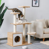 Fast Delivery Pet Cat Tree Tower Condo Wood Scratcher with Scratching Post for Cats Climbing Tree Toys Protecting Furniture Nest