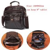 Quality Original Leather Male Casual Shoulder Messenger bag Cowhide Fashion Cross-body Bag 8" Pad Tote Mochila Satchel bag 144