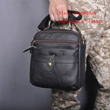 Quality Original Leather Male Casual Shoulder Messenger bag Cowhide Fashion Cross-body Bag 8" Pad Tote Mochila Satchel bag 144