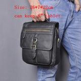 Quality Original Leather Male Casual Shoulder Messenger bag Cowhide Fashion Cross-body Bag 8" Pad Tote Mochila Satchel bag 144