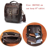 Quality Original Leather Male Casual Shoulder Messenger bag Cowhide Fashion Cross-body Bag 8" Pad Tote Mochila Satchel bag 144