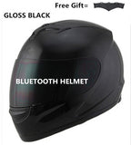 motor motorcycle hat Full Face helmet with lens safety helmet DOT helmet phone call music bluetooth Moto helmet  S  matte black