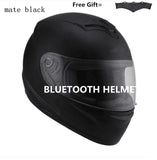motor motorcycle hat Full Face helmet with lens safety helmet DOT helmet phone call music bluetooth Moto helmet  S  matte black