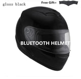 motor motorcycle hat Full Face helmet with lens safety helmet DOT helmet phone call music bluetooth Moto helmet  S  matte black