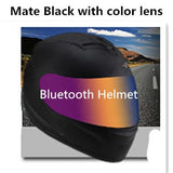 motor motorcycle hat Full Face helmet with lens safety helmet DOT helmet phone call music bluetooth Moto helmet  S  matte black