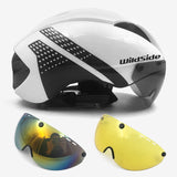 Aero helmet tt time trial cycling helmet for men women goggles race road bike helmet with lens Casco Ciclismo bicycle equipment