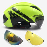 Aero helmet tt time trial cycling helmet for men women goggles race road bike helmet with lens Casco Ciclismo bicycle equipment
