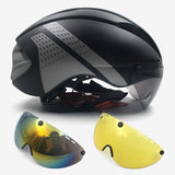 Aero helmet tt time trial cycling helmet for men women goggles race road bike helmet with lens Casco Ciclismo bicycle equipment