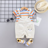 Summer Infant Clothing Set Baby Boy Clothes Sets Cute Striped Tops+ Overalls Baby Girl Outfit Newborn Set Short Sleeve