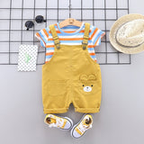 Summer Infant Clothing Set Baby Boy Clothes Sets Cute Striped Tops+ Overalls Baby Girl Outfit Newborn Set Short Sleeve