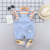 Summer Infant Clothing Set Baby Boy Clothes Sets Cute Striped Tops+ Overalls Baby Girl Outfit Newborn Set Short Sleeve