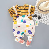Summer Infant Clothing Set Baby Boy Clothes Sets Cute Striped Tops+ Overalls Baby Girl Outfit Newborn Set Short Sleeve