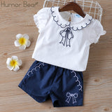 Humor Bear Girls Clothes Sets Children Clothing Brand Summer Fashion Students T-Shirt + Star Dress 2Pcs Suit Baby Kids Clothes