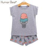 Humor Bear Girls Clothes Sets Children Clothing Brand Summer Fashion Students T-Shirt + Star Dress 2Pcs Suit Baby Kids Clothes