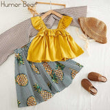 Humor Bear Girls Clothes Sets Children Clothing Brand Summer Fashion Students T-Shirt + Star Dress 2Pcs Suit Baby Kids Clothes