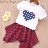 Humor Bear Girls Clothes Sets Children Clothing Brand Summer Fashion Students T-Shirt + Star Dress 2Pcs Suit Baby Kids Clothes