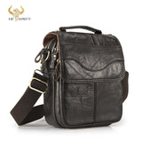 Quality Original Leather Male Casual Shoulder Messenger bag Cowhide Fashion Cross-body Bag 8" Pad Tote Mochila Satchel bag 144