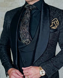 SZMANLIZI Mens Wedding Suit Italian Design Custom Made Black Smoking Tuxedo Jacket 3 Piece Groom Terno Suits For Men