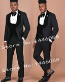 SZMANLIZI Mens Wedding Suit Italian Design Custom Made Black Smoking Tuxedo Jacket 3 Piece Groom Terno Suits For Men