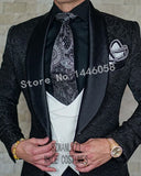 SZMANLIZI Mens Wedding Suit Italian Design Custom Made Black Smoking Tuxedo Jacket 3 Piece Groom Terno Suits For Men
