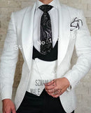 SZMANLIZI Mens Wedding Suit Italian Design Custom Made Black Smoking Tuxedo Jacket 3 Piece Groom Terno Suits For Men