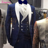 SZMANLIZI Mens Wedding Suit Italian Design Custom Made Black Smoking Tuxedo Jacket 3 Piece Groom Terno Suits For Men
