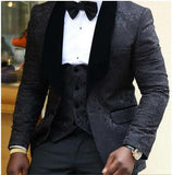 SZMANLIZI Mens Wedding Suit Italian Design Custom Made Black Smoking Tuxedo Jacket 3 Piece Groom Terno Suits For Men