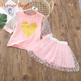 Humor Bear Girls Clothes Sets Children Clothing Brand Summer Fashion Students T-Shirt + Star Dress 2Pcs Suit Baby Kids Clothes
