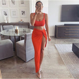 NewAsia Sexy Party 2 Piece Set Women Plus Size Crop Top Twist Side