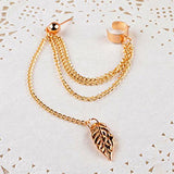 1pc Earring Cuffs Metal Ear Clip Leaf Tassel Earrings For Women