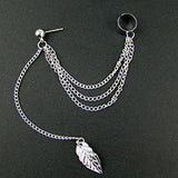 1pc Earring Cuffs Metal Ear Clip Leaf Tassel Earrings For Women