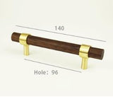 LCH Nordic Style Combinant of Brass and Black Walnut Wood Cupboard Handle Door
