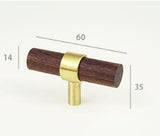 LCH Nordic Style Combinant of Brass and Black Walnut Wood Cupboard Handle Door