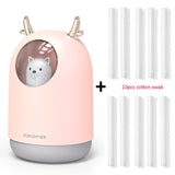 Home Appliances USB Humidifier 300ml Cute Pet Ultrasonic Cool Mist Aroma Air Oil Diffuser Romantic Color LED Lamp Humidificador