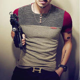 T Shirt Casual Patchwork Short Sleeve T Shirt Mens Clothing Trend Casual Slim Fit Hip-Hop Top Tees 5XL