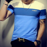 T Shirt Casual Patchwork Short Sleeve T Shirt Mens Clothing Trend Casual Slim Fit Hip-Hop Top Tees 5XL
