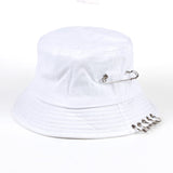 VORON Solid Color iron pin rings personality Bucket Hat cap for unisex women men cotton fishermen caps factory sells directly