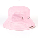 VORON Solid Color iron pin rings personality Bucket Hat cap for unisex women men cotton fishermen caps factory sells directly