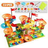 77-308PCS Marble Race Run Big Block Compatible Duploed Building Blocks Funnel Slide Blocks DIY Big Bricks Toys For Children gift - shopwishi 