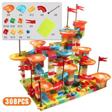 77-308PCS Marble Race Run Big Block Compatible Duploed Building Blocks Funnel Slide Blocks DIY Big Bricks Toys For Children gift - shopwishi 