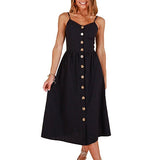 New Women Print Floral Stripe Long dress Sexy V-Neck Sleeveless Button Beach Casual Boho Midi Dress Plus Size 3XL