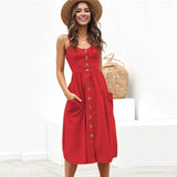 New Women Print Floral Stripe Long dress Sexy V-Neck Sleeveless Button Beach Casual Boho Midi Dress Plus Size 3XL