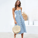 New Women Print Floral Stripe Long dress Sexy V-Neck Sleeveless Button Beach Casual Boho Midi Dress Plus Size 3XL